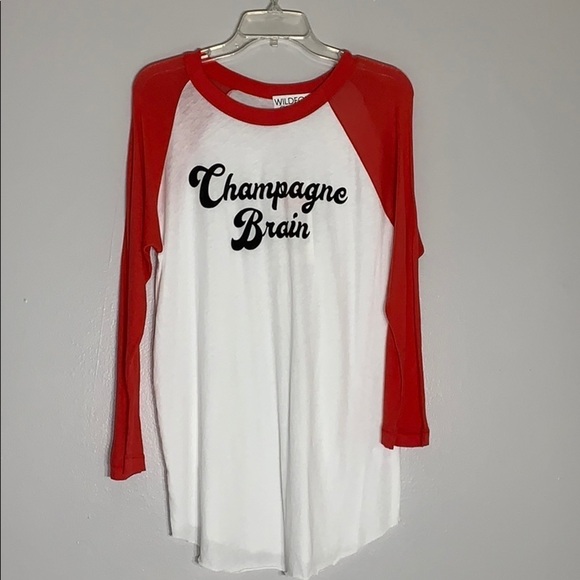 Wildfox Champagne Brain Baseball T-shirt red women’s tee large new w tag - Picture 4 of 7